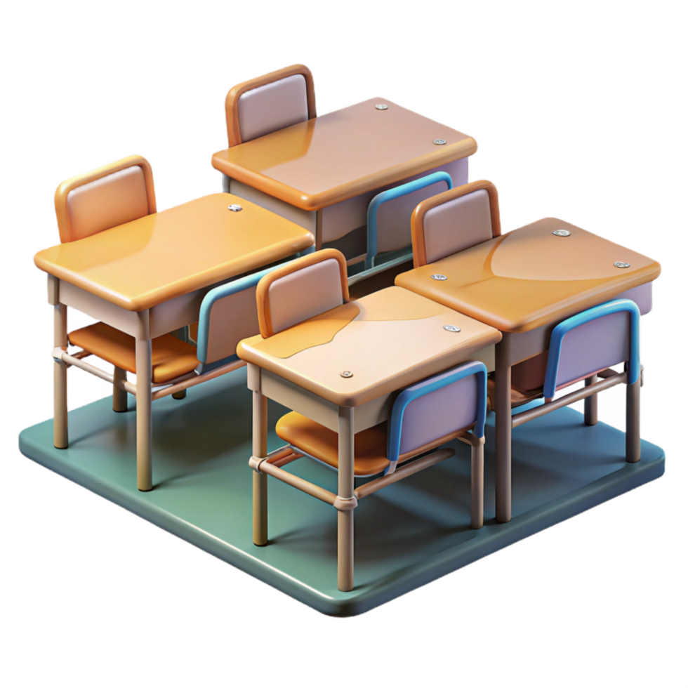 serene abstract Empty Classroom with Desks Transparent premium png