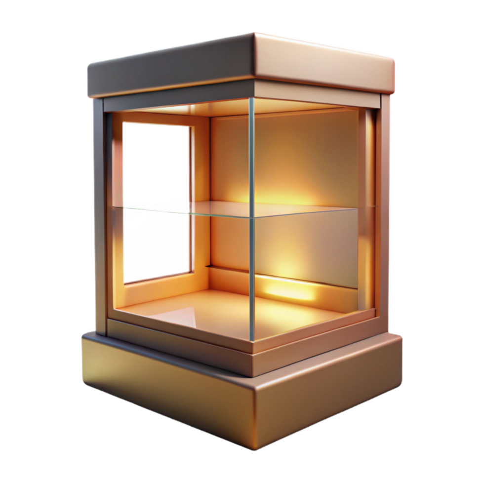 magnificent classic Empty Display Case Illuminated Interior Transparent Background premium png