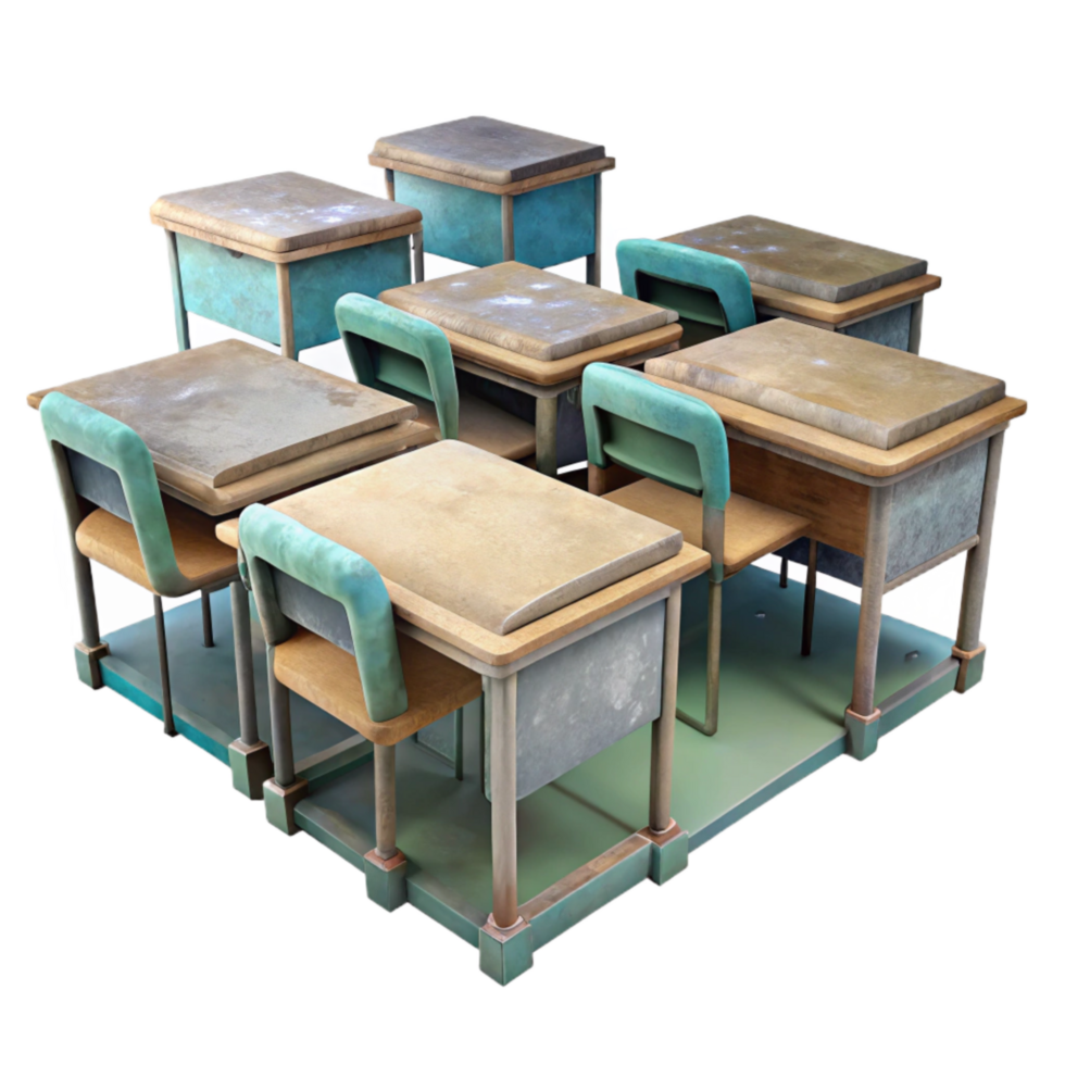 beautiful rustic Empty Classroom with Desks Transparent detailed png