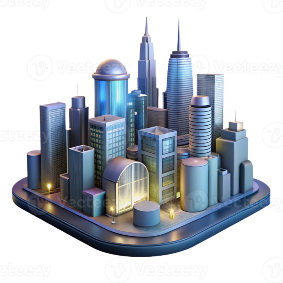 wonderful abstract Urban Skyline Night Lights Isolated high resolution png