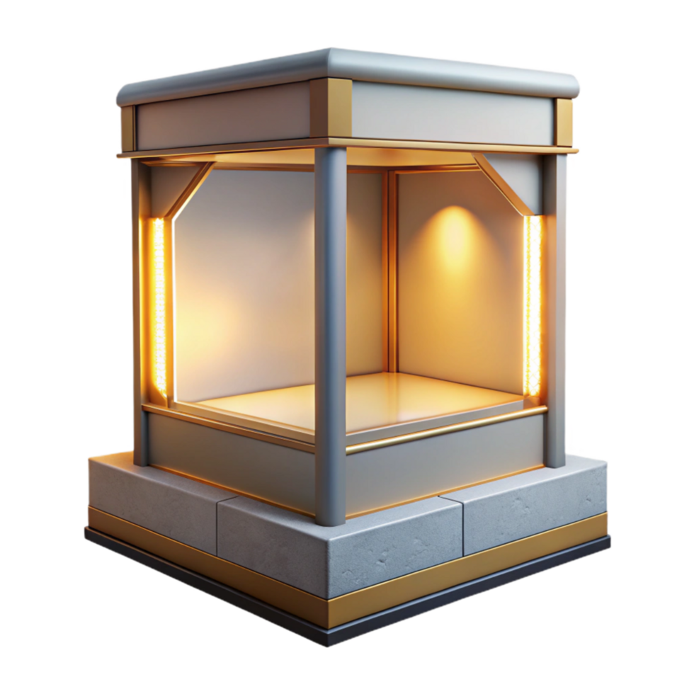 magnificent traditional Empty Display Case Illuminated Interior Transparent Background professional png