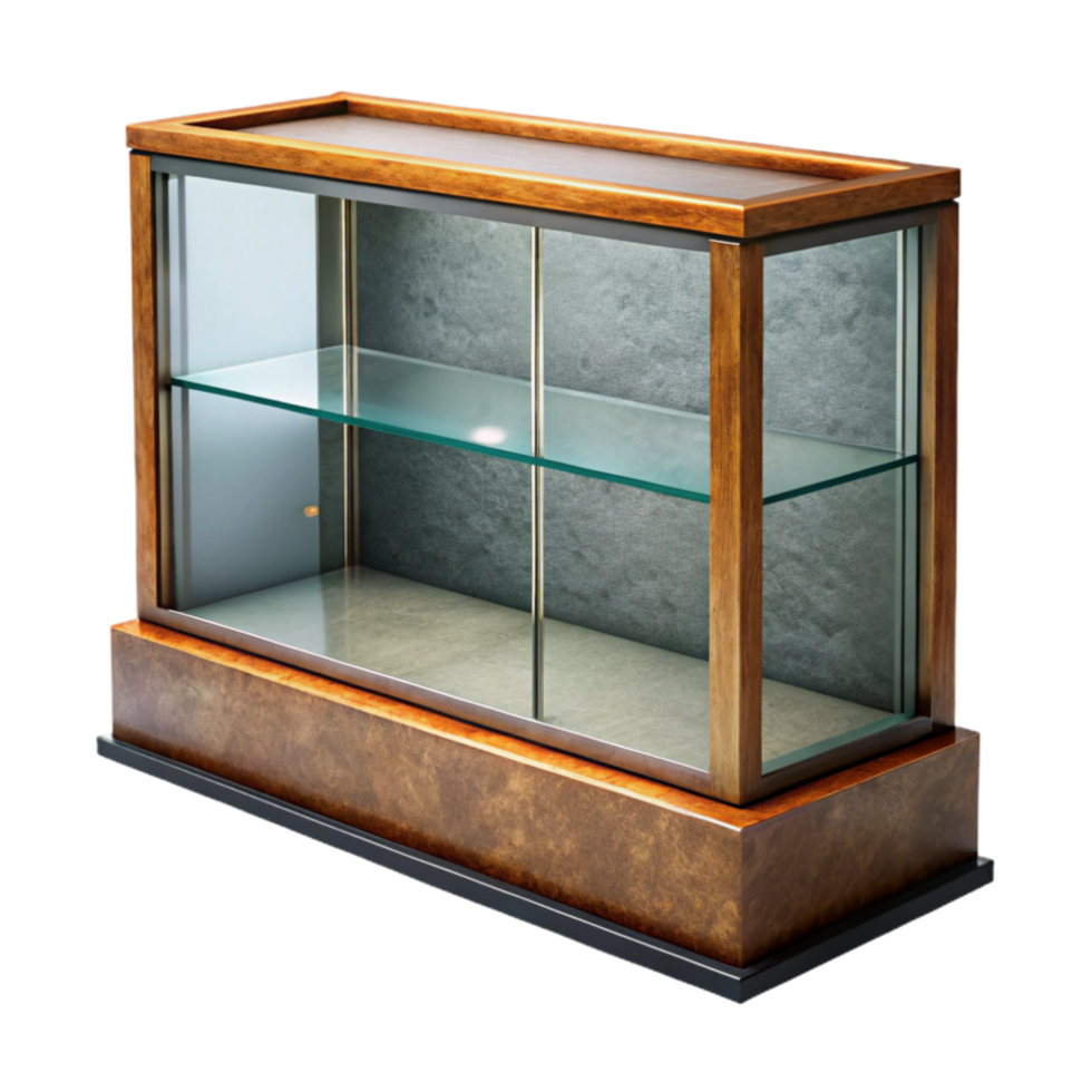 dramatic minimalist Empty Display Case Glass Panels Transparent Background genuine png