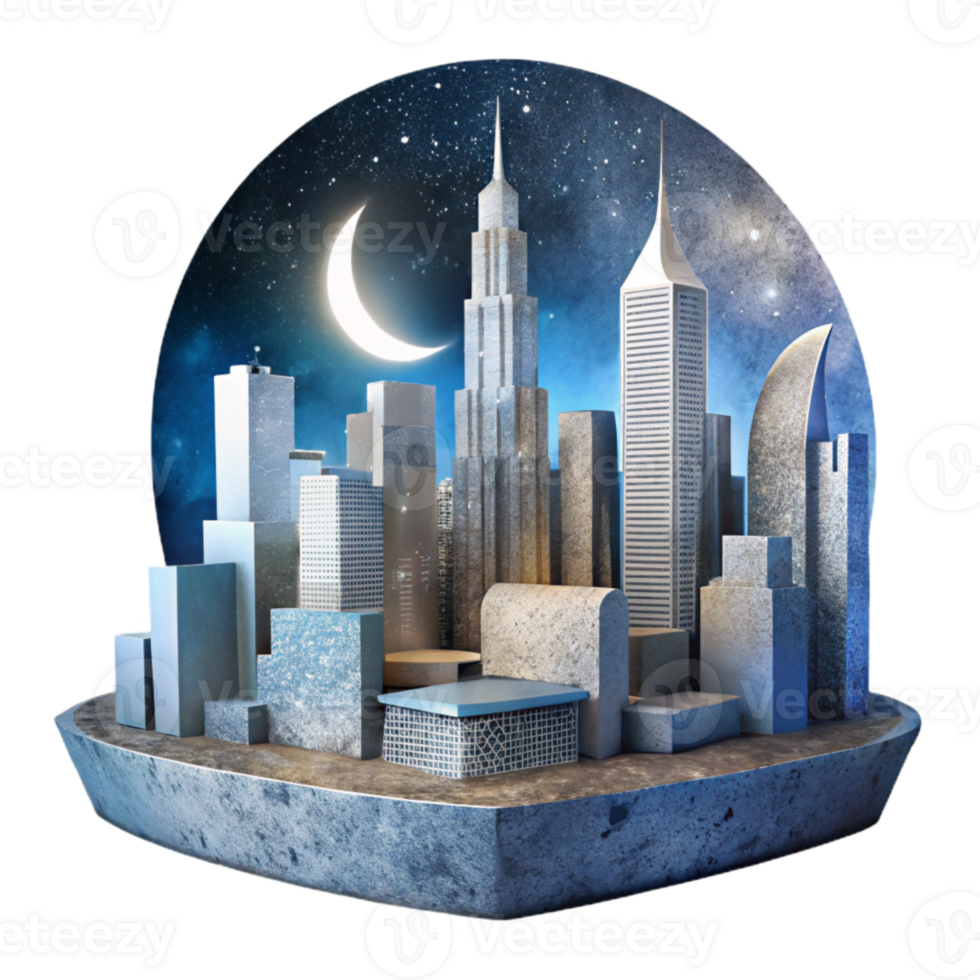 beautiful traditional Urban Skyline Night View Cutout exclusive png