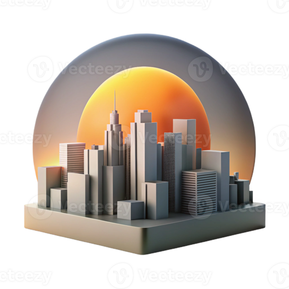 magnificent rustic Urban Skyline Sunrise View Cutout Element authentic png