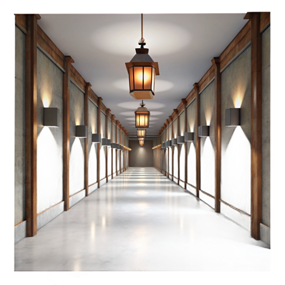 wonderful classic Empty Gallery Hallway Dim Lighting Isolated professional png