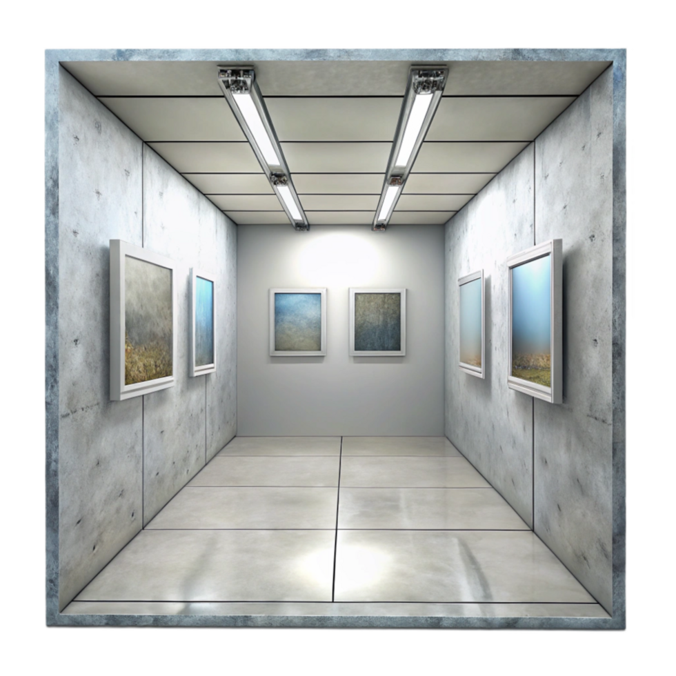 elegant modern Empty Gallery Room White Walls Transparent Background premium png