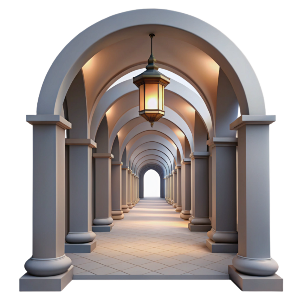 dramatic contemporary Empty Hallway with Archways Transparent professional png