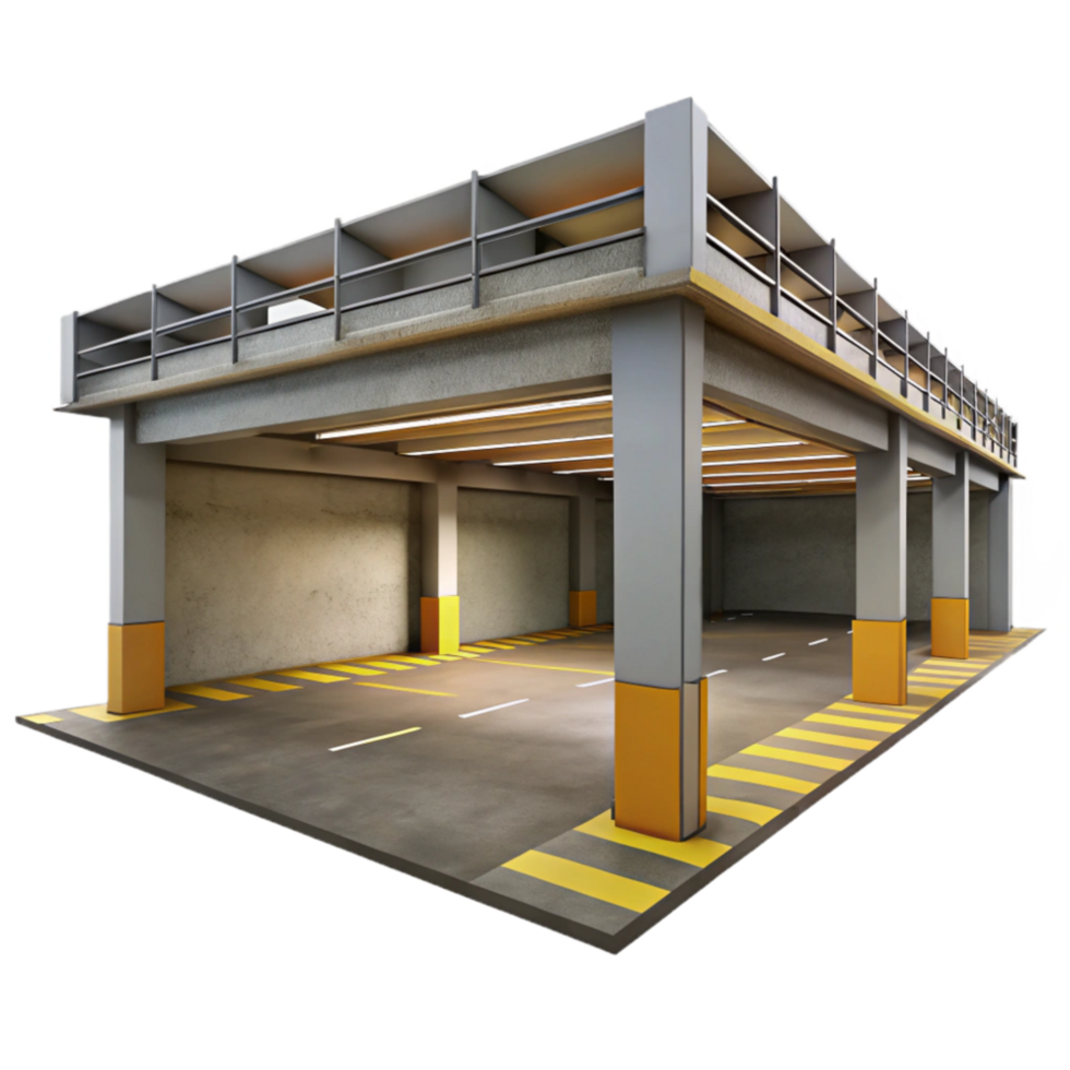 elegant abstract Empty Parking Garage Interior Cutout premium png