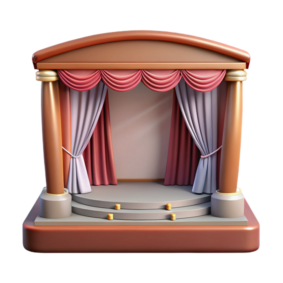 serene artistic Empty Theater Stage with Curtains Transparent authentic png