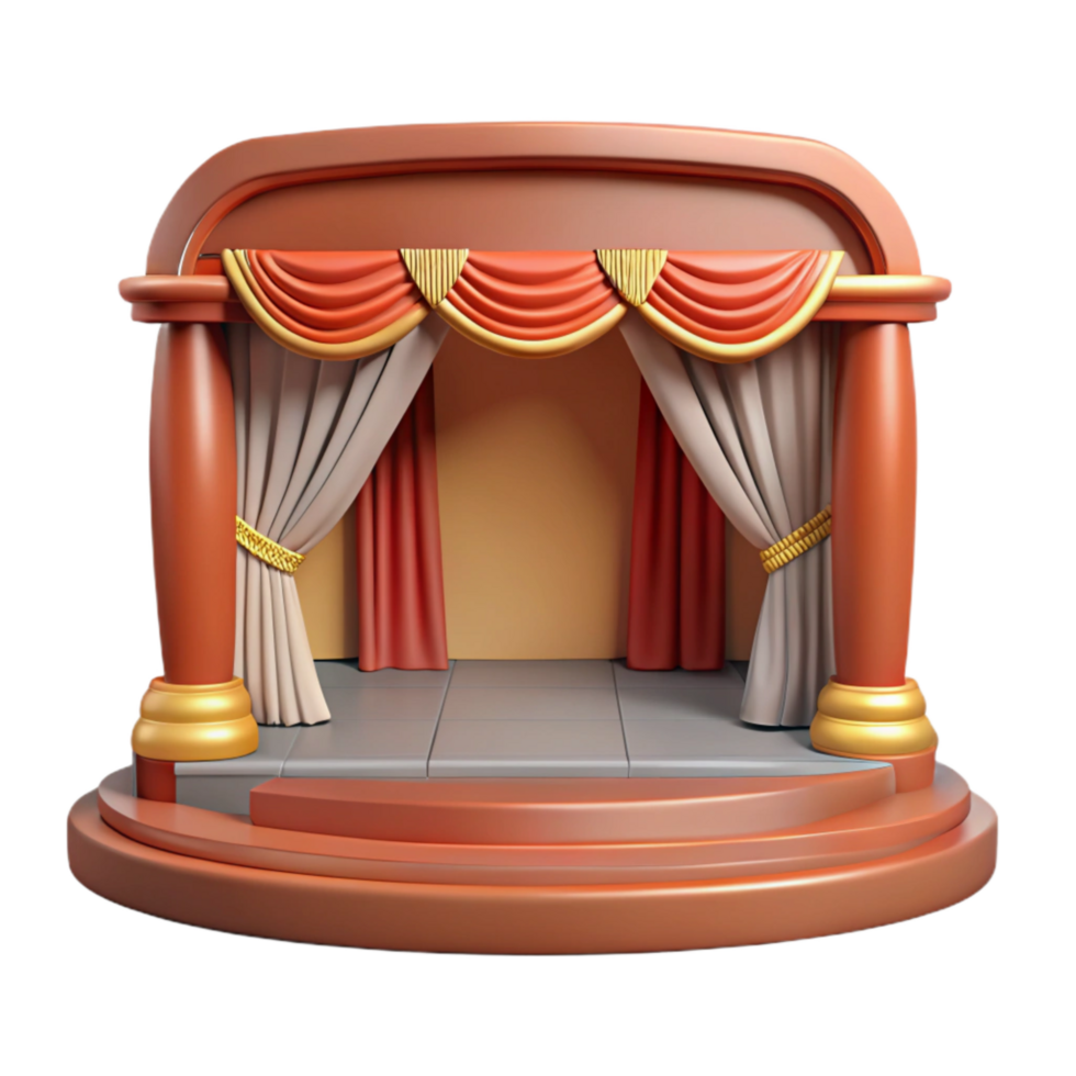 magnificent vintage Empty Theater Stage with Curtains Transparent png