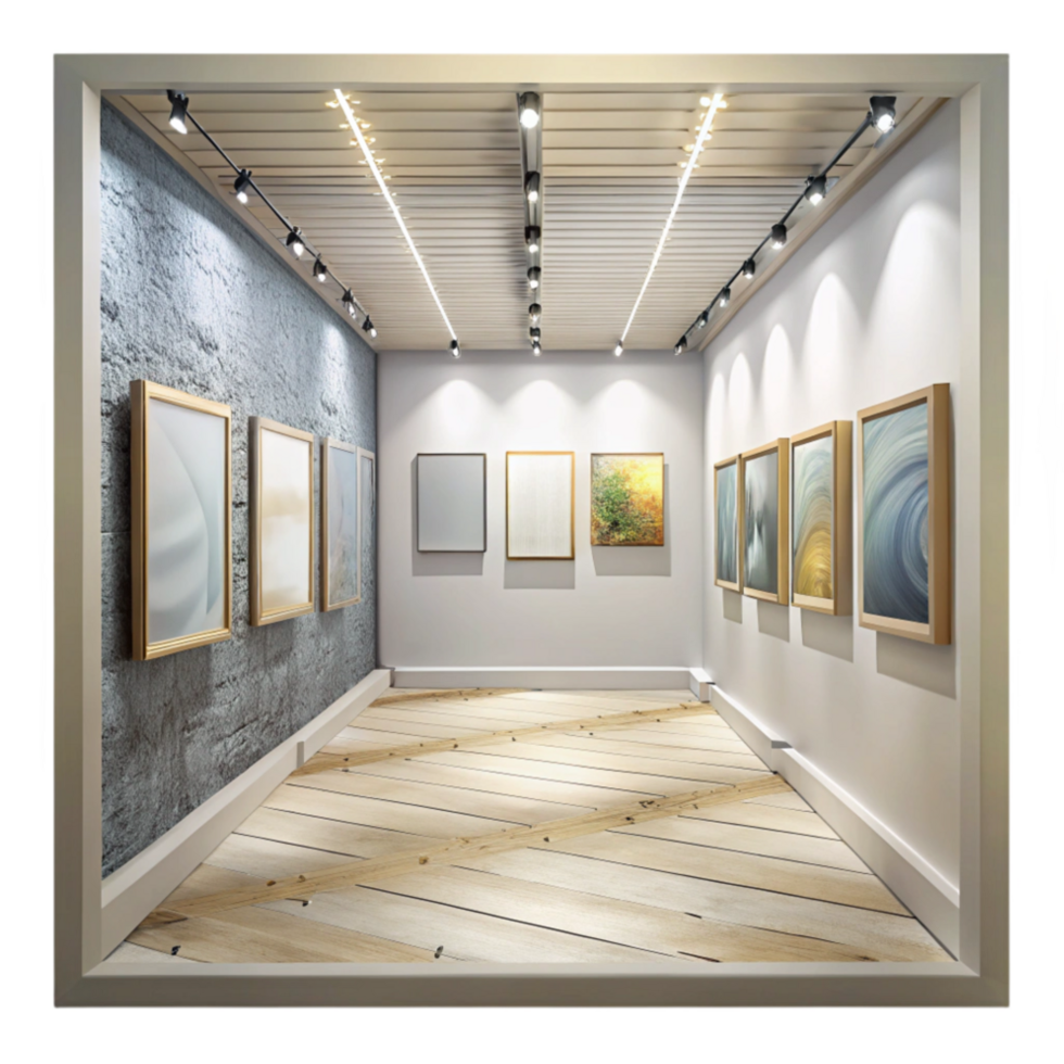 elegant contemporary Empty Wall Gallery Space Transparent Background authentic png