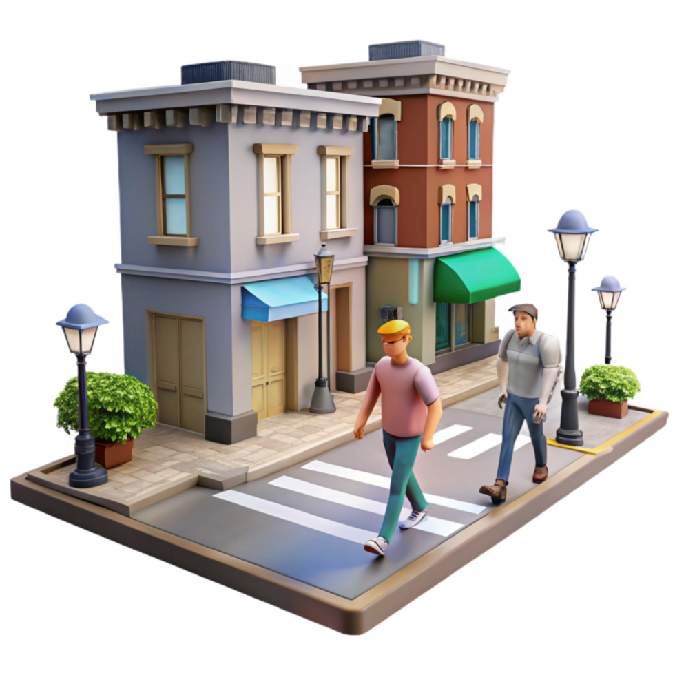 extraordinary creative Urban Street Scene with Pedestrians Transparent Background professional png