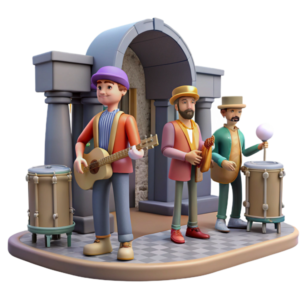 wonderful vintage Urban Street Scene with Pedestrians Transparent Background authentic png
