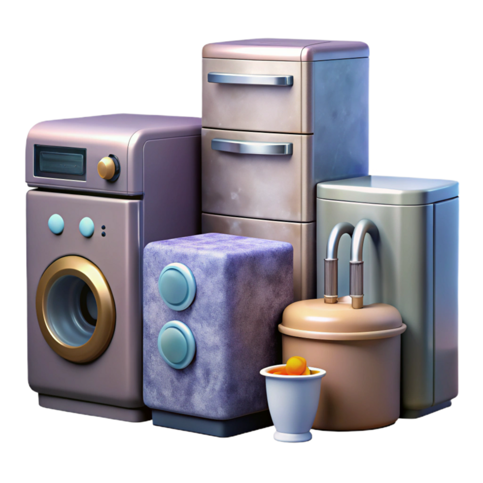 impressive artistic Energy Efficient Home Appliances Set Transparent Background professional png