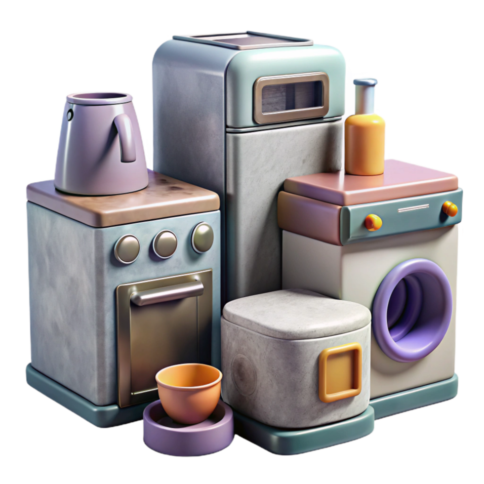 serene abstract Energy Efficient Home Appliances Set Transparent Background original png