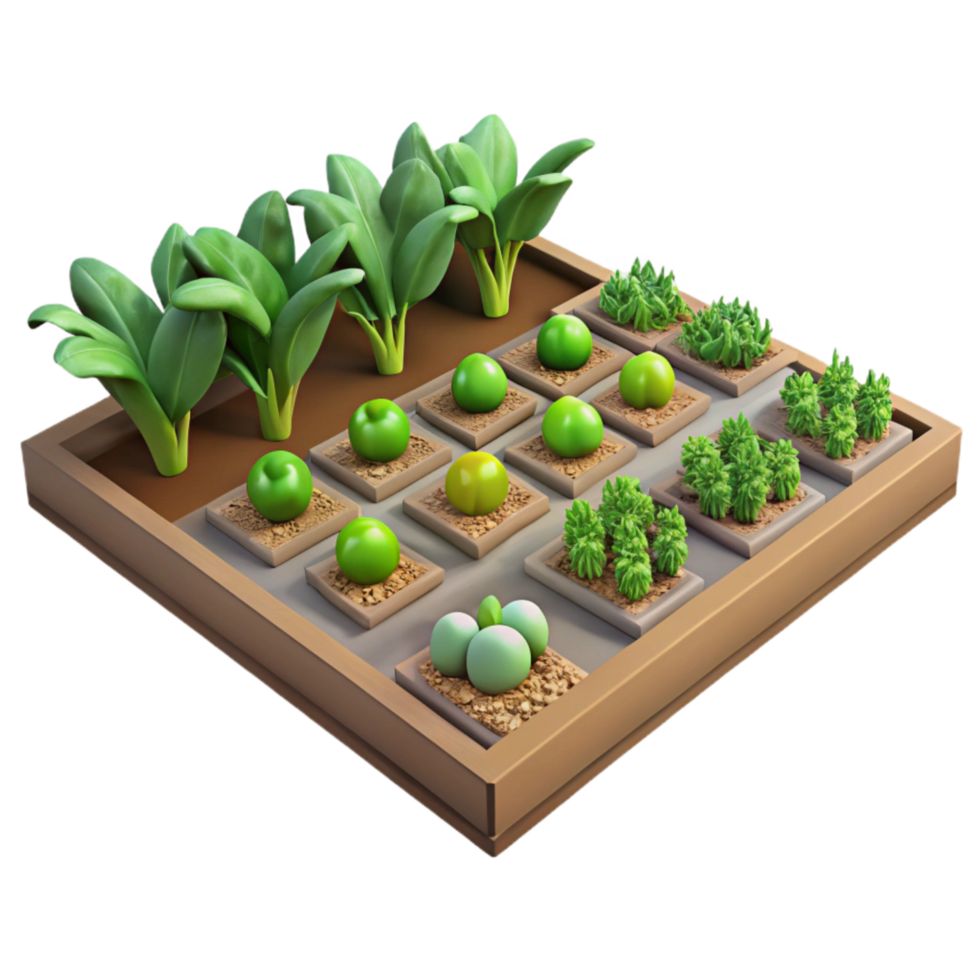 stunning classic Vegetable Garden Cutout with Rows of Plants Transparent Background original png