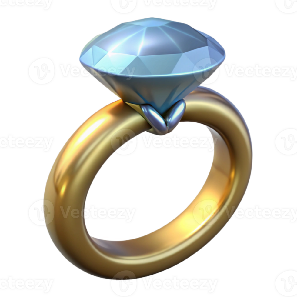 stunning modern Engagement Ring with Solitaire Diamond Isolated detailed png