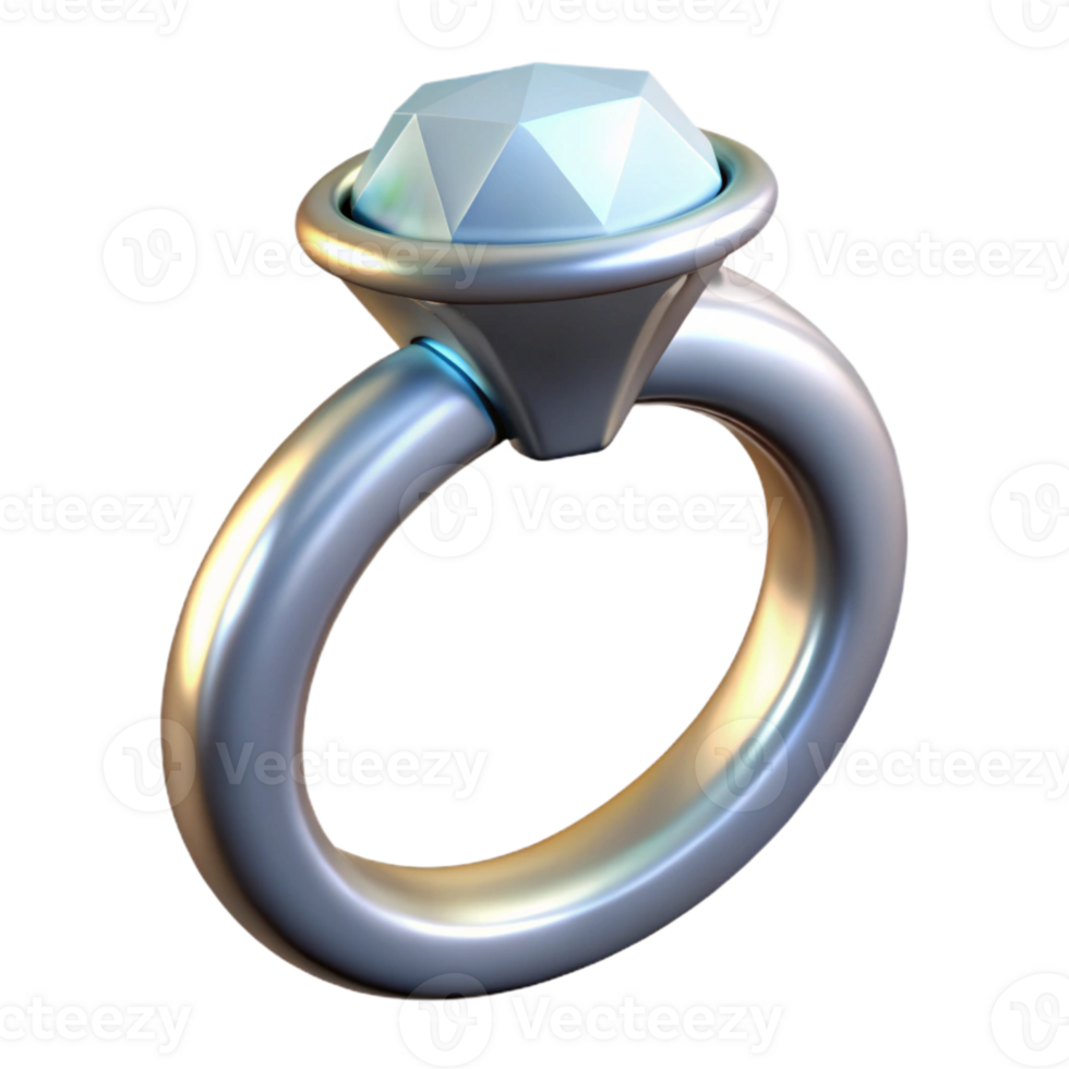 stunning artistic Engagement Ring with Solitaire Diamond Isolated genuine png