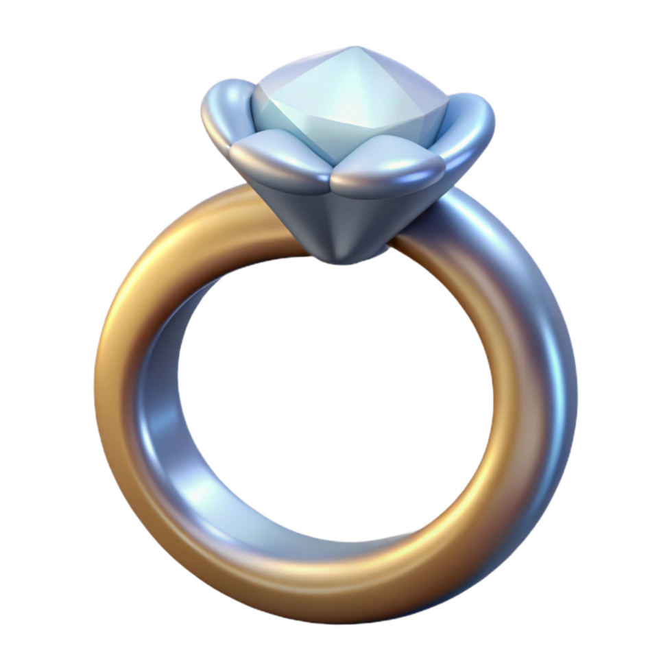 beautiful artistic Engagement Ring with Solitaire Diamond Isolated exclusive png