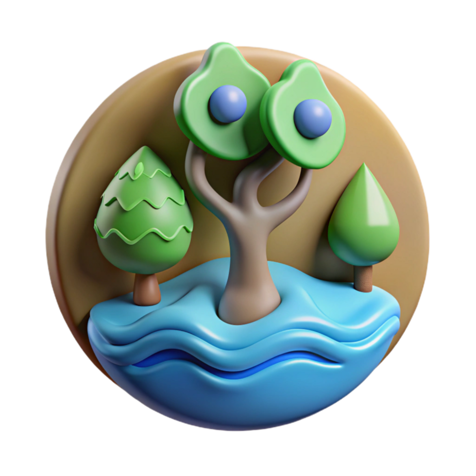 magnificent modern Environmental Health Icon with Tree and Water Isolated Element authentic png