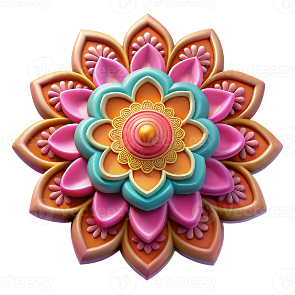 impressive abstract Vibrant Indian Rangoli Design Floral Pattern Cutout high resolution png