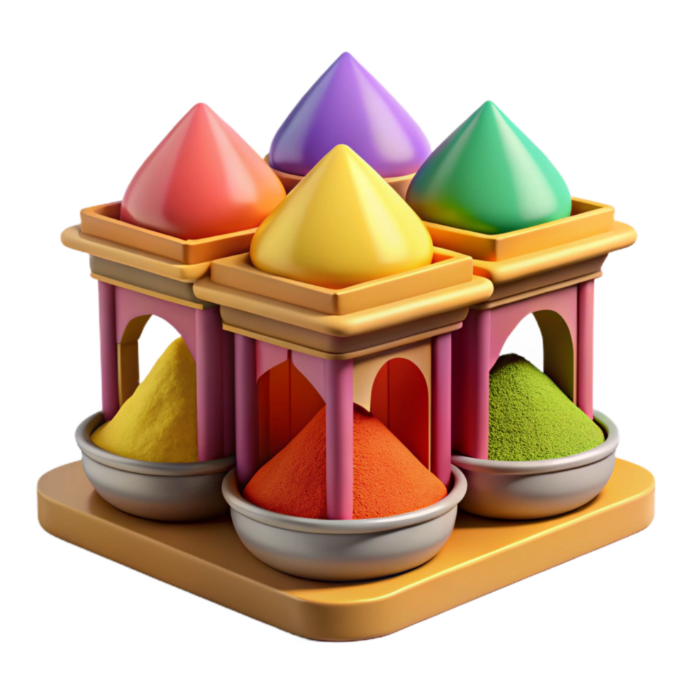 serene traditional Vibrant Indian Spice Market Colorful Powders Cutout authentic png