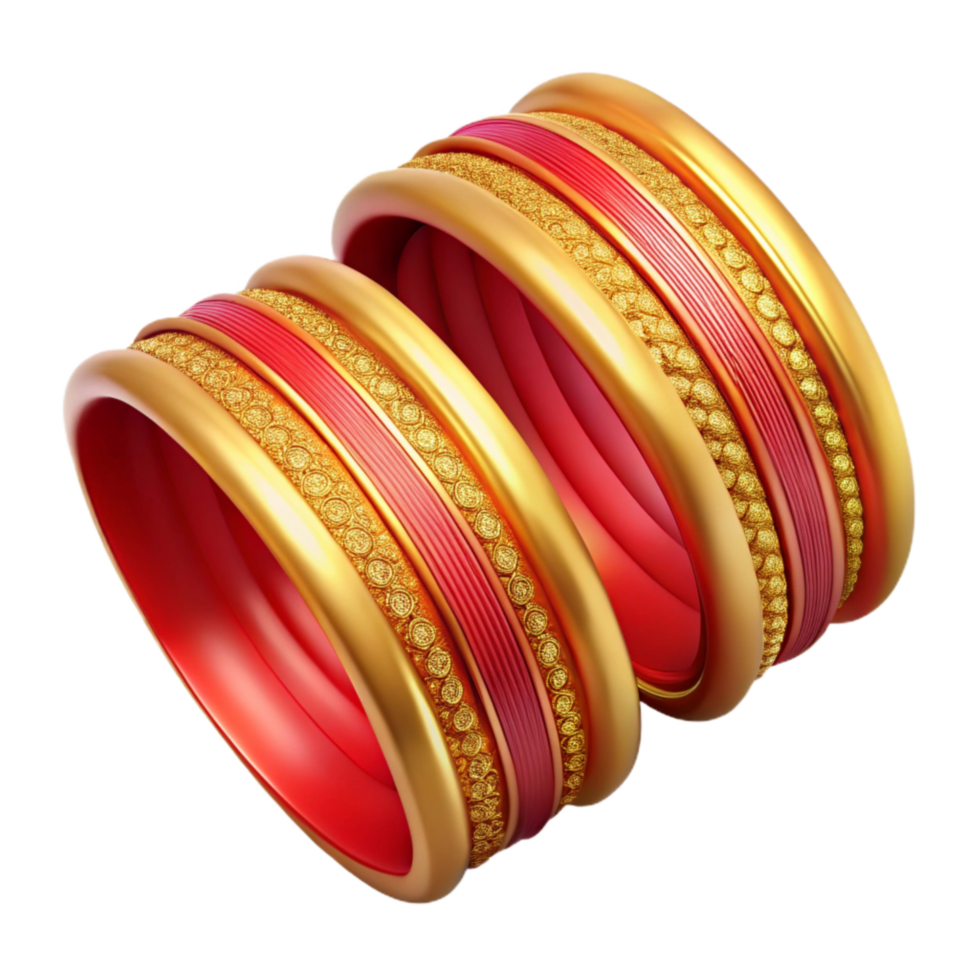 vibrant minimalist Vibrant Indian Wedding Bangles Gold and Red Transparent detailed png