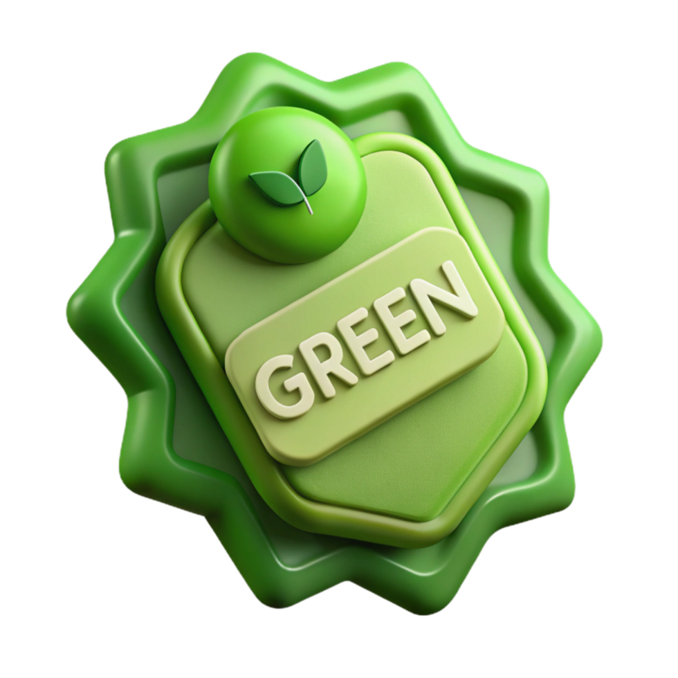beautiful rustic Ethical Clothing Label Green Isolated authentic png