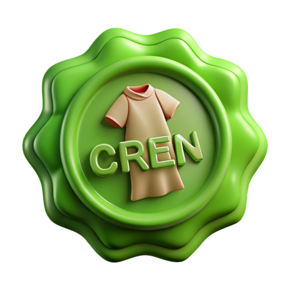 serene classic Ethical Clothing Label Green Isolated high resolution png