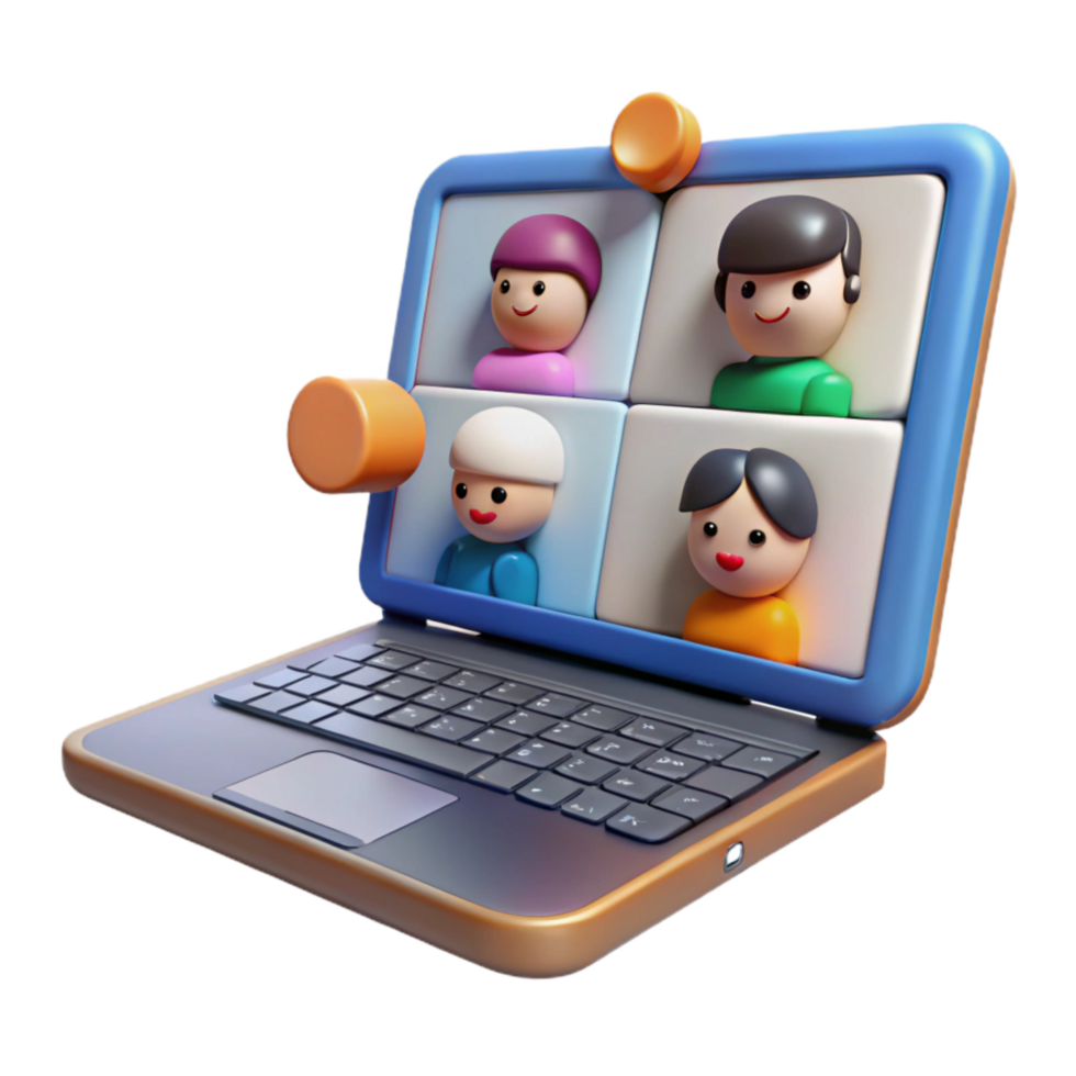 extraordinary classic Conference Call on Laptop Screen Cutout Element authentic png