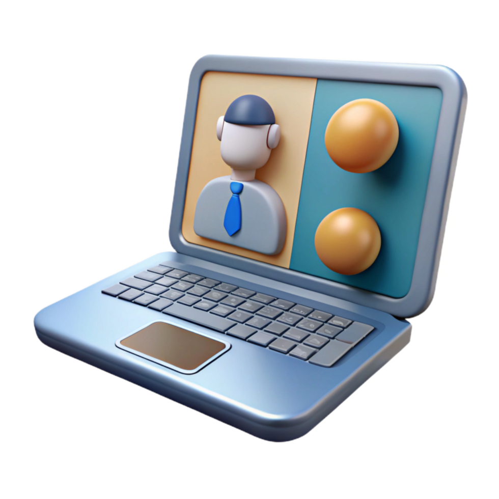 wonderful modern Conference Call on Laptop Screen Cutout Element professional png