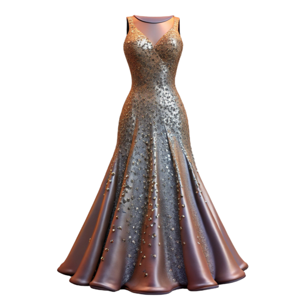 beautiful minimalist Evening Gown with Sequins Transparent Background high quality png