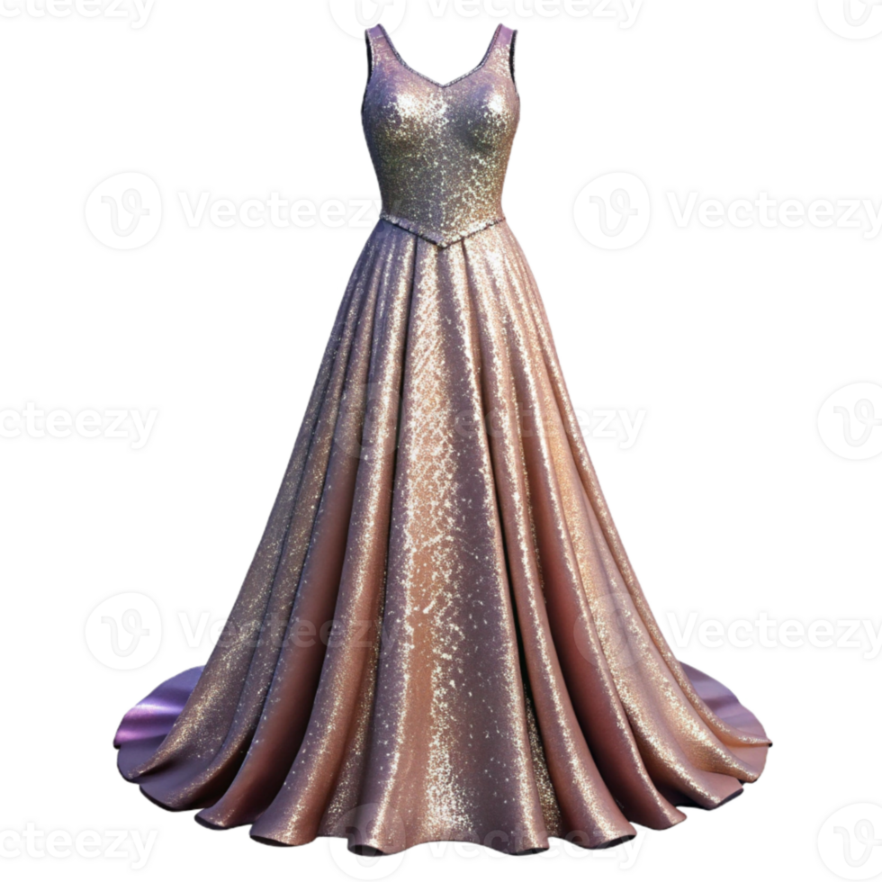 extraordinary artistic Evening Gown with Sequins Transparent Background high resolution png