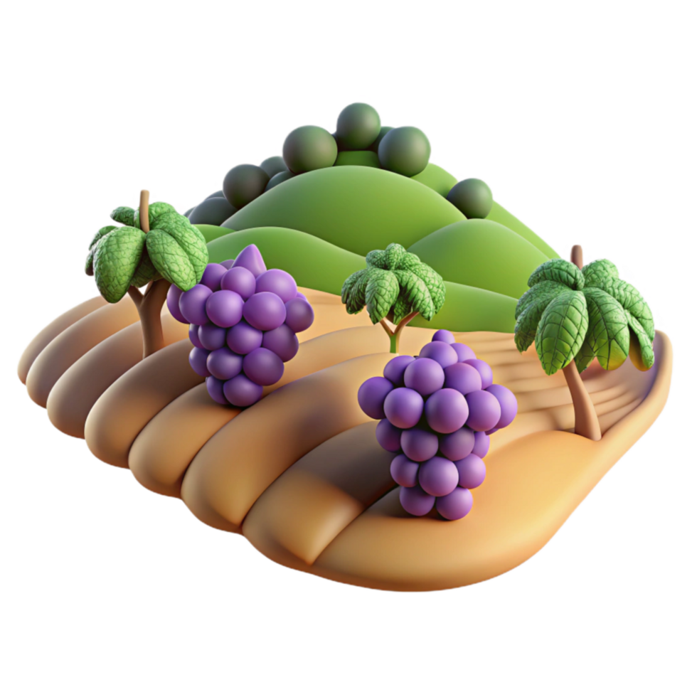 extraordinary rustic Vineyard Rolling Hills Grape Vines Isolated detailed png