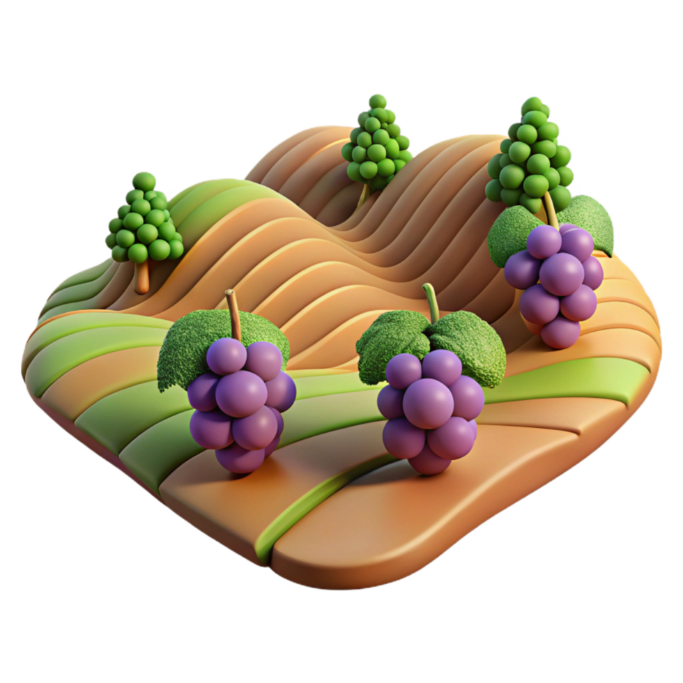 dramatic classic Vineyard Rolling Hills Grape Vines Isolated high resolution png