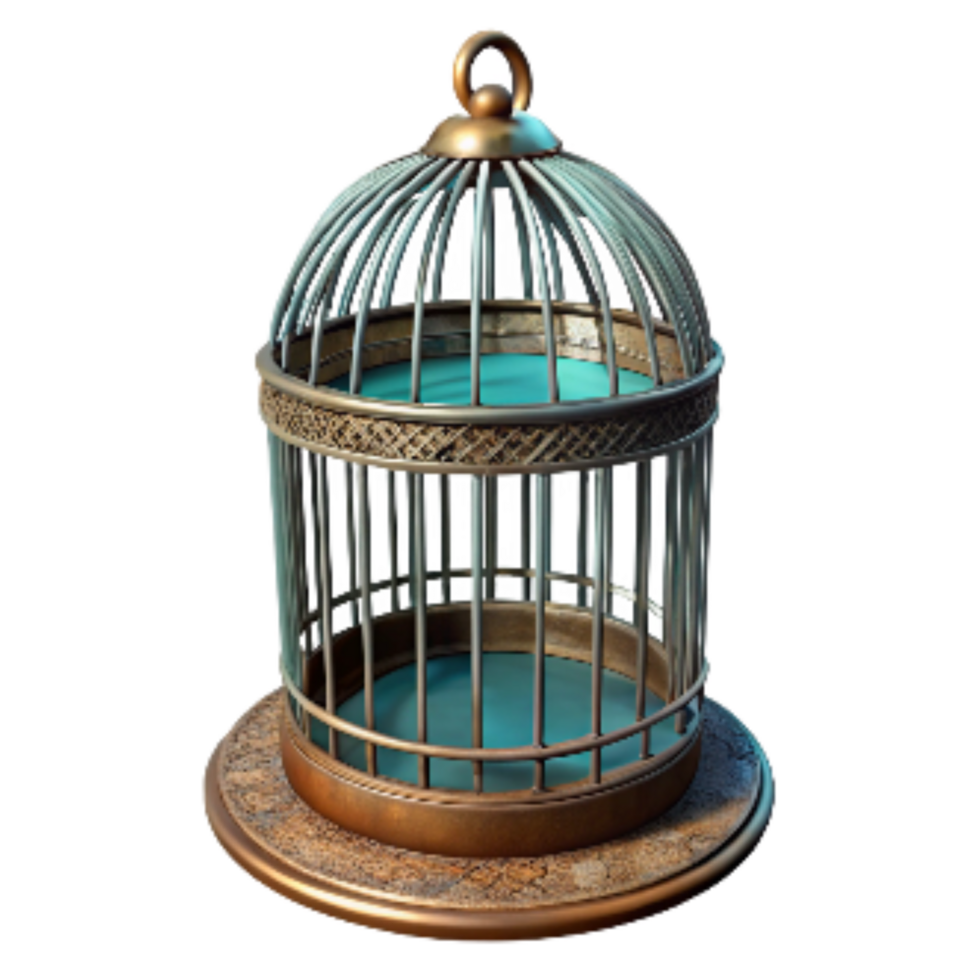 elegant contemporary Vintage Birdcage with Open Door Isolated Element png