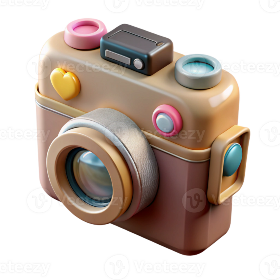 beautiful minimalist Vintage Camera with Social Media Content Creation Isolated authentic png