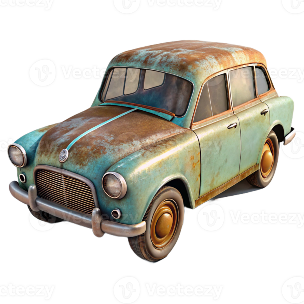 extraordinary modern Vintage Car Rustic Setting Transparent Background premium png