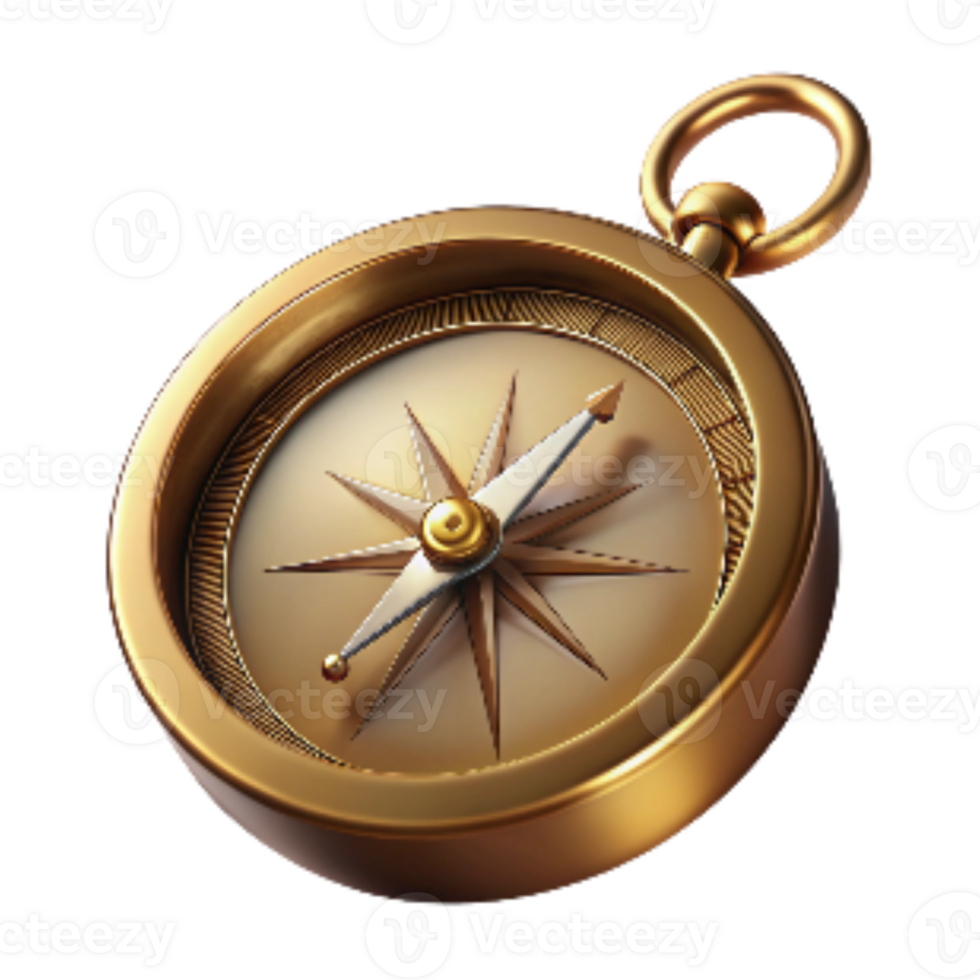 vibrant rustic Vintage Compass with Brass Casing Isolated exclusive png