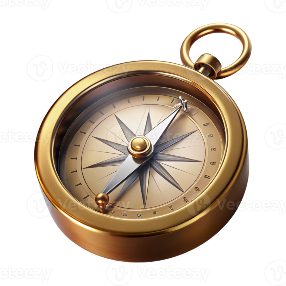 dramatic modern Vintage Compass Brass and Glass Isolated detailed png