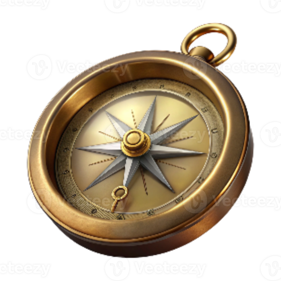 vibrant minimalist Vintage Compass with Brass Casing Isolated high resolution png