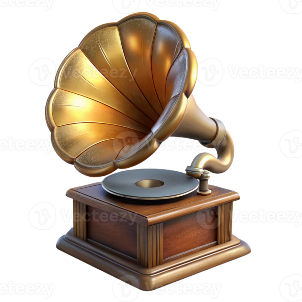 elegant minimalist Vintage Gramophone Front View Cutout high quality png