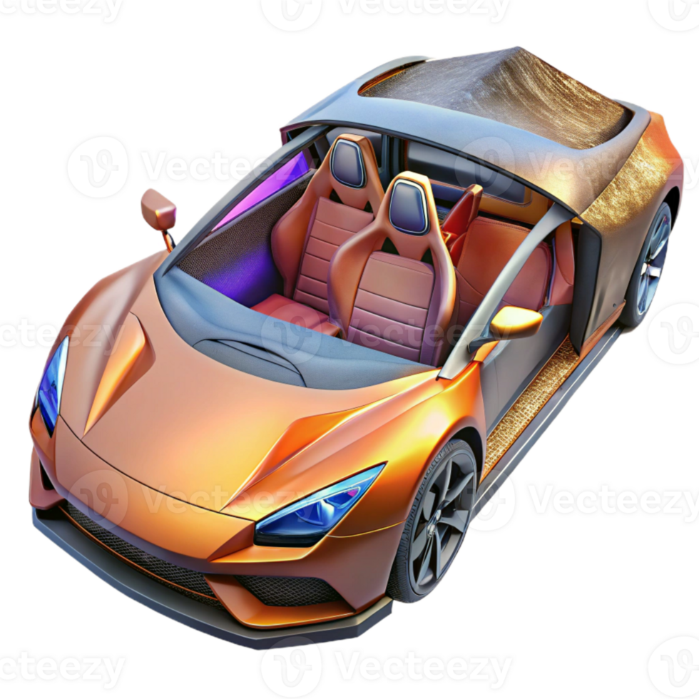 wonderful rustic Exotic Car Interior Panoramic View Isolated detailed png