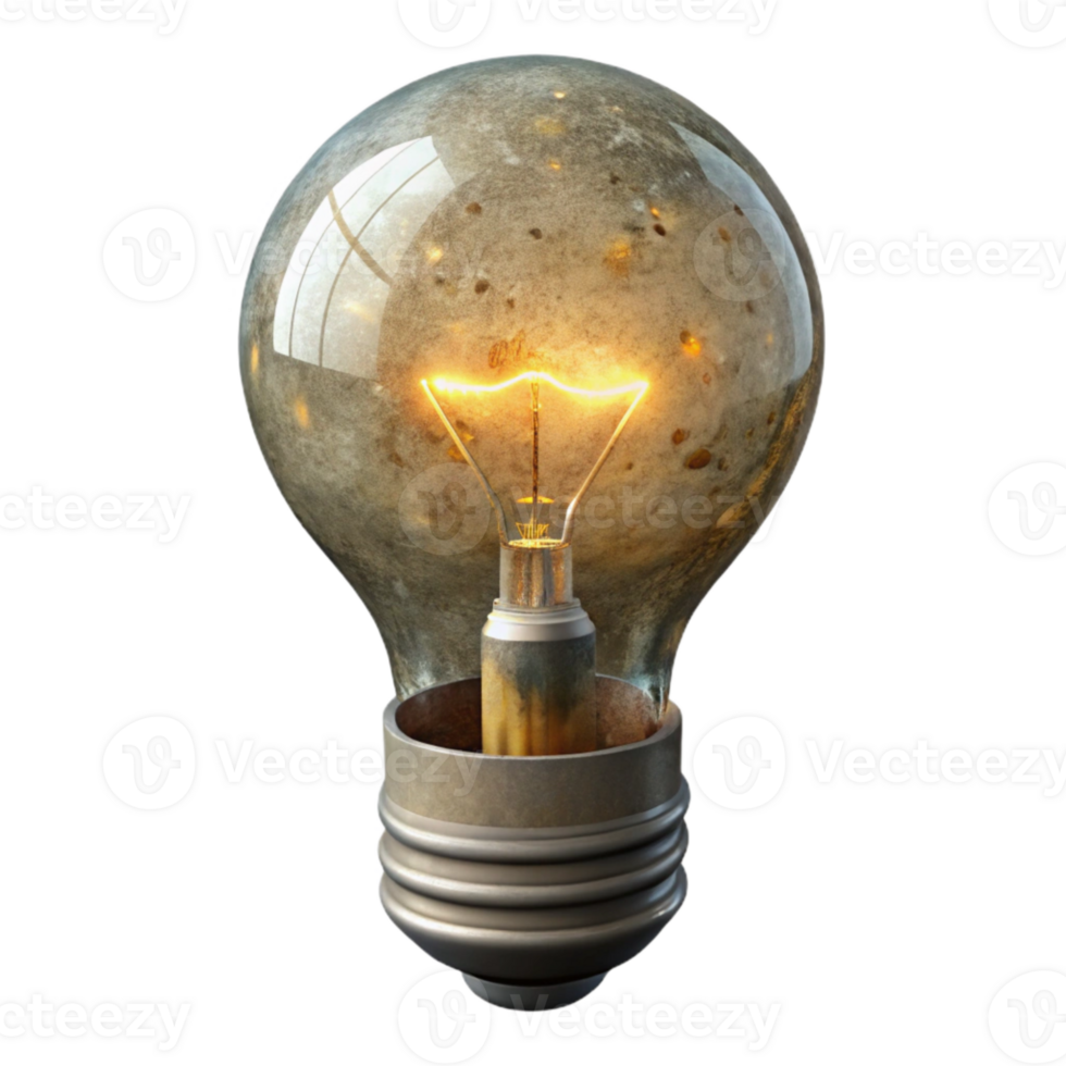 beautiful minimalist Vintage Light Bulb Filament Glowing Transparent Background png