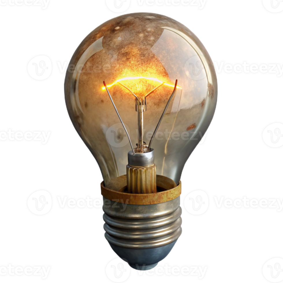 extraordinary abstract Vintage Light Bulb Filament Glowing Transparent Background professional png