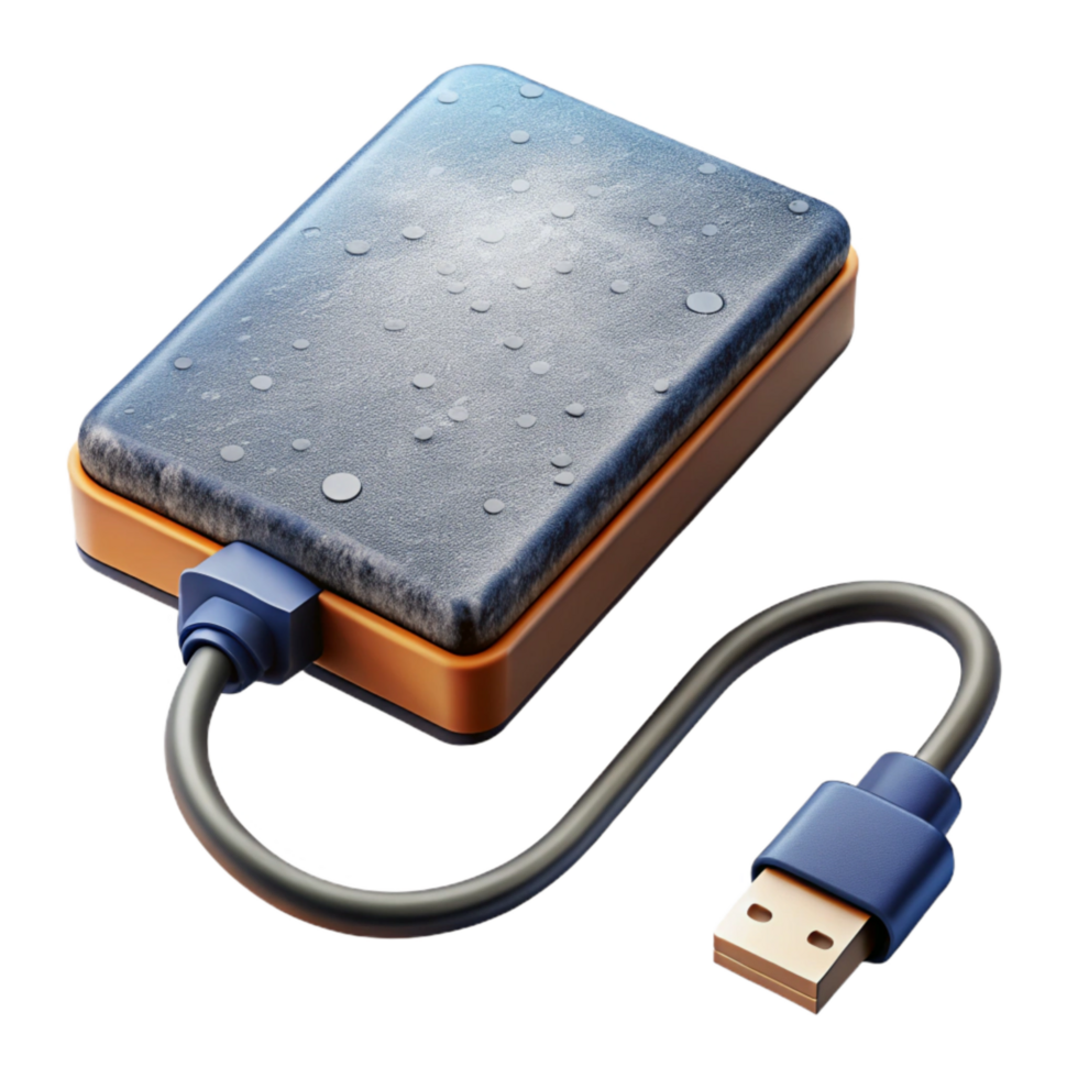 dramatic minimalist External Hard Drive with Usb Cable Isolated Cutout premium png