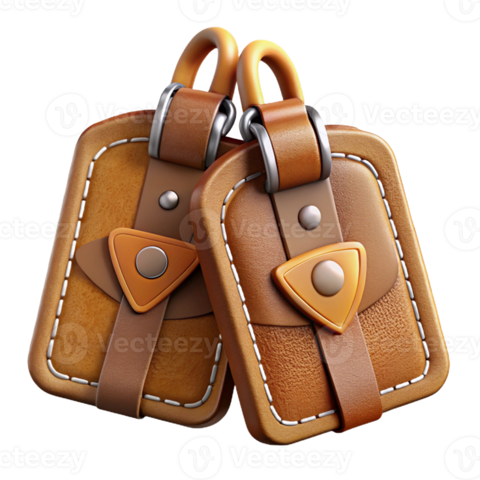 vibrant creative Vintage Luggage Tags Leather with Buckle Isolated png