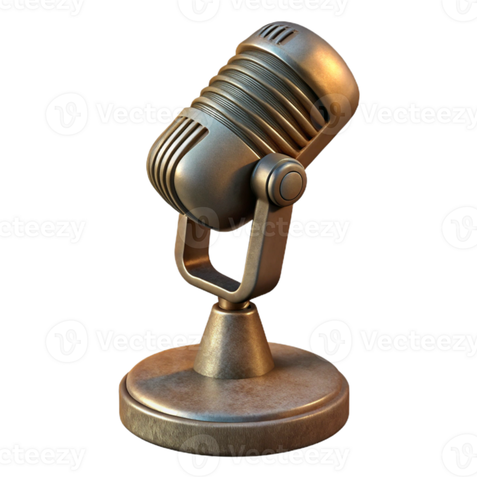 beautiful modern Vintage Microphone on Stand Side View Isolated png