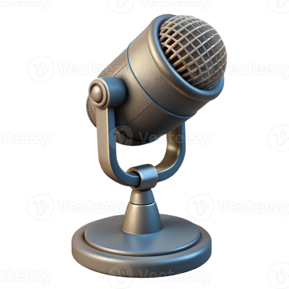 wonderful contemporary Vintage Microphone on Stand Side View Isolated professional png