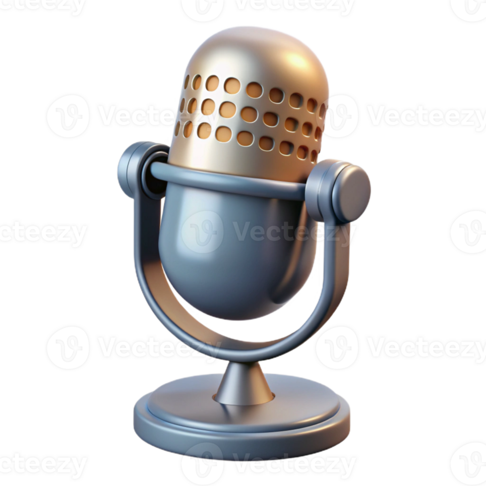 magnificent abstract Vintage Microphone with Podcast Recording Icon Transparent Background detailed png